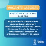 SE NECESITA PROVEER EL CARGO DE EDUCADORA DE TRATO DIRECTO