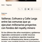 VALLENAR ES UNA DE LAS COMUNAS "EJEMPLO" POR LA GESTIÓN DE LOS RECURSOS ROYALTY MINERO